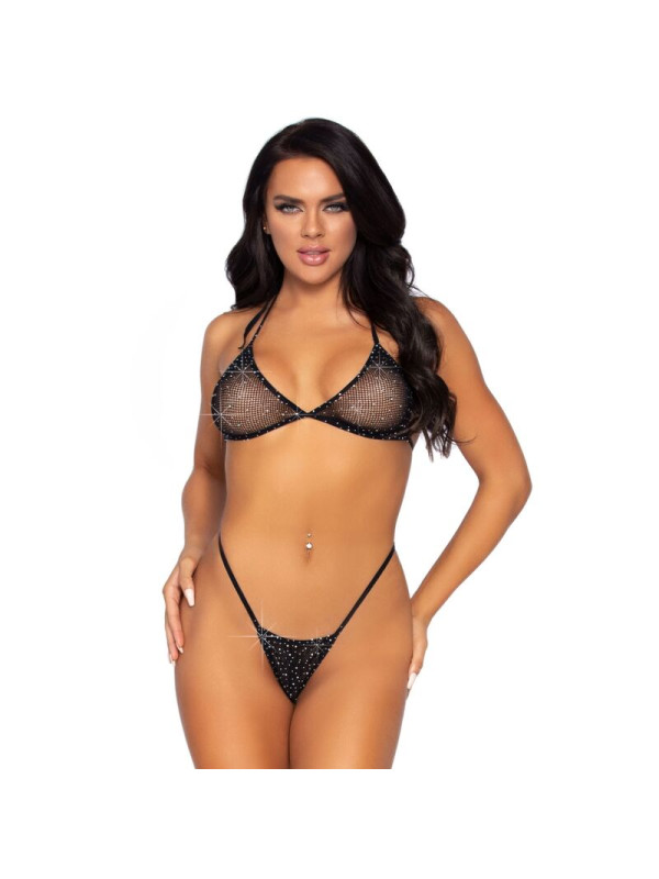 SET LENCERÍA RED TOP Y TANGA REJILLA CON STRASS DE LA MARCA LEG AVENUE SETS