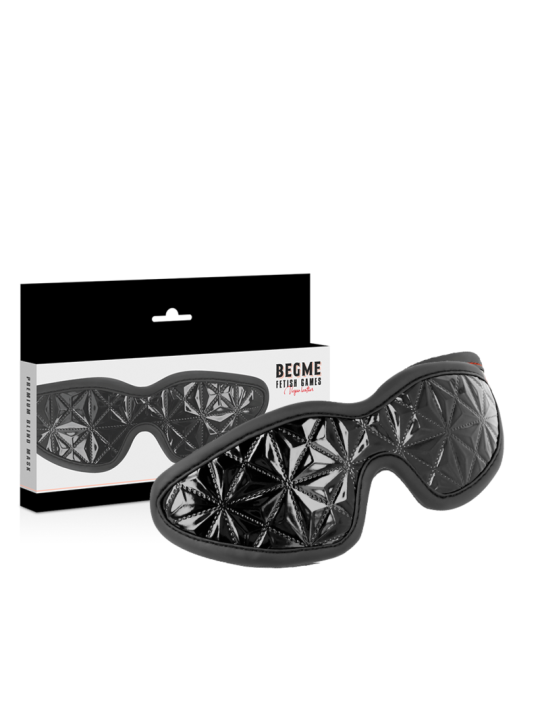 ANTIFAZ BDSM NEGRO CON FORRO DE NEOPRENO AJUSTABLE DE LA MARCA BEGME BLACK EDITION