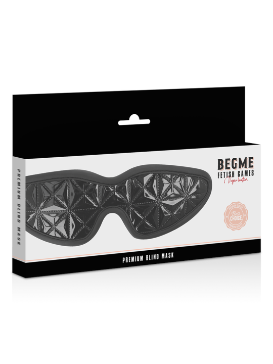 ANTIFAZ BDSM NEGRO CON FORRO DE NEOPRENO AJUSTABLE DE LA MARCA BEGME BLACK EDITION