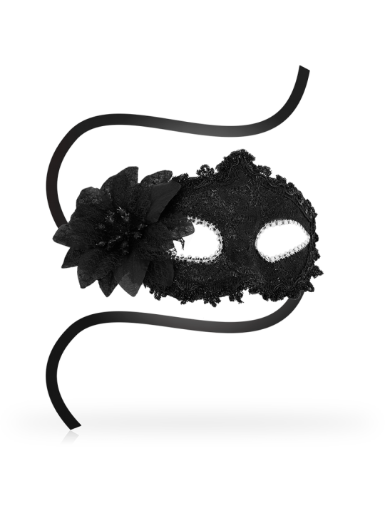 MÁSCARA VENECIANA NEGRA CON FLOR LATERAL - OHMAMA DE LA MARCA OHMAMA MASKS