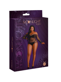 CORSÉ TRANSLÚCIDO BRILLANTE PLUS SIZE NEGRO DIAMANTES DE LA MARCA MOONLIGHT