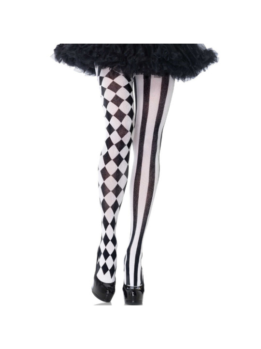 MEDIAS ARLEQUÍN NEGRO BLANCO NAILON ELEGANTES DE LA MARCA LEG AVENUE HOSIERY