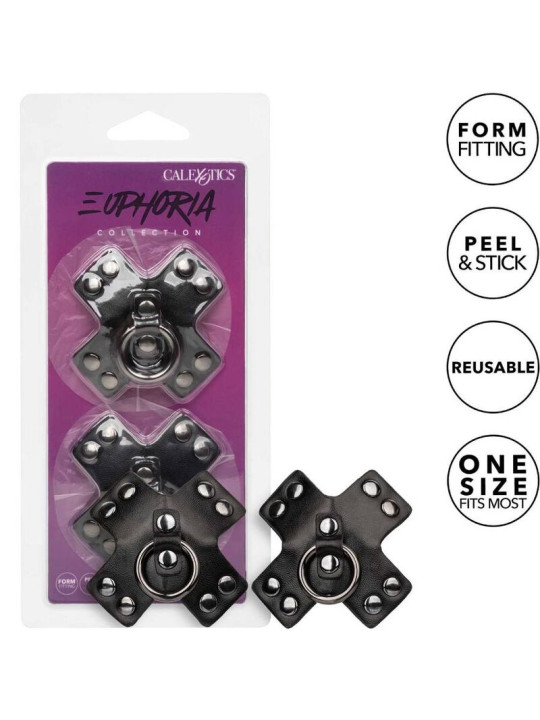 PEZONERAS EUPHORIA CON ANILLOS EN O Y REMACHES NEGRO DE LA MARCA CALEXOTICS