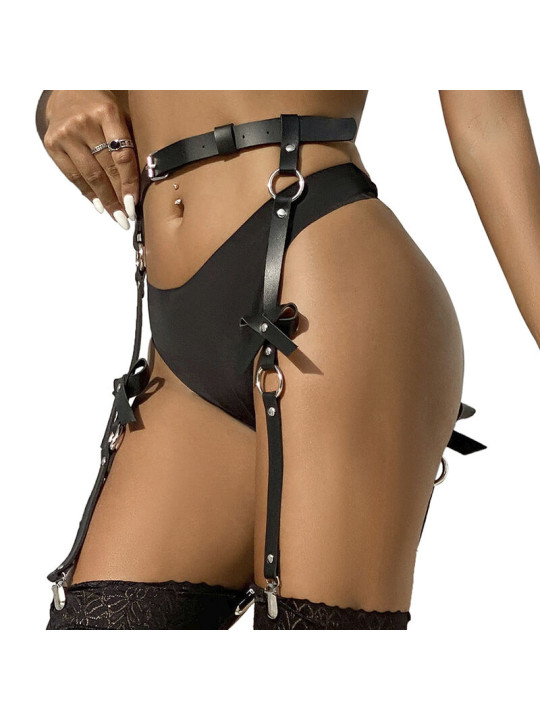 ARNÉS DE PIERNA CON CADENAS DE CUERO NEGRO SUBLIME DE LA MARCA SUBBLIME FETISH