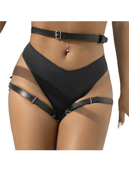 ARNÉS DE CUERO NEGRO CINTURA Y PIERNAS TALLA ÚNICA DE LA MARCA SUBBLIME FETISH