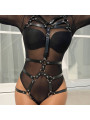 ARNÉS DE CUERPO AJUSTABLE DE CUERO NEGRO TALLA ÚNICA DE LA MARCA SUBBLIME FETISH