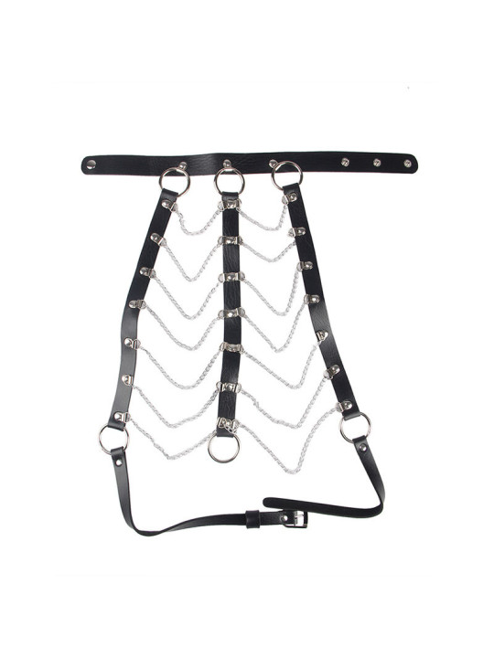 ARNÉS DE PECHO CUERO NEGRO CON CADENAS TALLA ÚNICA DE LA MARCA SUBBLIME FETISH