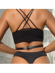 ARNÉS DE PECHO CUERO NEGRO CON CADENAS TALLA ÚNICA DE LA MARCA SUBBLIME FETISH