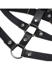 ARNÉS DE PECHO DE CUERO NEGRO CON ANILLAS TALLA ÚNICA DE LA MARCA SUBBLIME FETISH