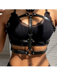 ARNÉS DE PECHO DE CUERO NEGRO CON ANILLAS TALLA ÚNICA DE LA MARCA SUBBLIME FETISH
