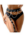 ARNÉS CINTURÓN Y LIGA NEGRO CON CADENAS Y ANILLAS TALLA ÚNICA DE LA MARCA SUBBLIME FETISH