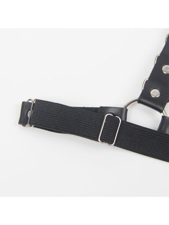 ARNÉS CINTURÓN Y LIGA NEGRO CON CADENAS Y ANILLAS TALLA ÚNICA DE LA MARCA SUBBLIME FETISH
