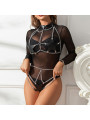 ARNÉS CUERPO ENTERO NEGRO CON CADENAS Y ANILLAS TALLA ÚNICA DE LA MARCA SUBBLIME FETISH