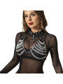 ARNÉS SUJETADOR Y COLLAR DE CUERO CON CADENAS NEGRO DE LA MARCA SUBBLIME FETISH