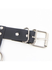 ARNÉS SUJETADOR Y COLLAR DE CUERO CON CADENAS NEGRO DE LA MARCA SUBBLIME FETISH