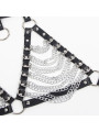 ARNÉS SUJETADOR Y COLLAR DE CUERO CON CADENAS NEGRO DE LA MARCA SUBBLIME FETISH