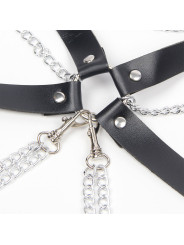 ARNÉS SUJETADOR DE CUERO CON CADENAS Y ANILLAS TALLA ÚNICA DE LA MARCA SUBBLIME FETISH