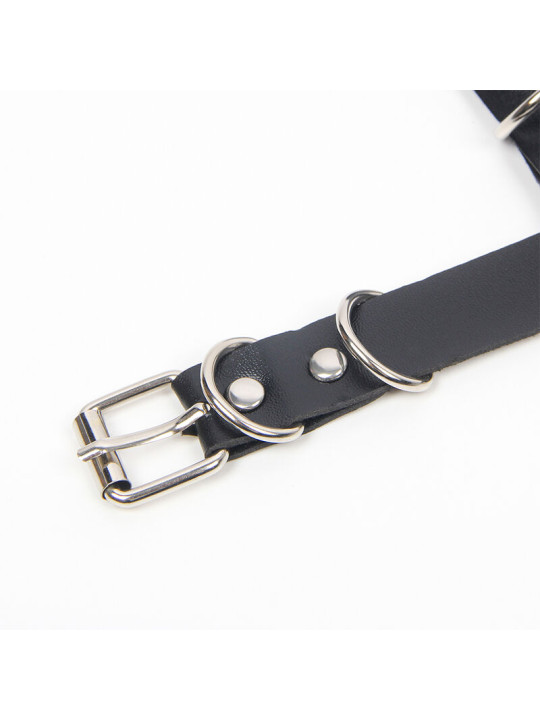 ARNÉS SUJETADOR DE CUERO CON CADENAS Y ANILLAS TALLA ÚNICA DE LA MARCA SUBBLIME FETISH