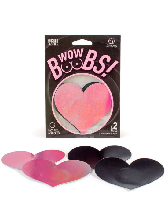 CUBRE PEZONES CORAZÓN HOLOGRÁFICO WOW BOOBS! DE LA MARCA SECRETPLAY 100% FETISH