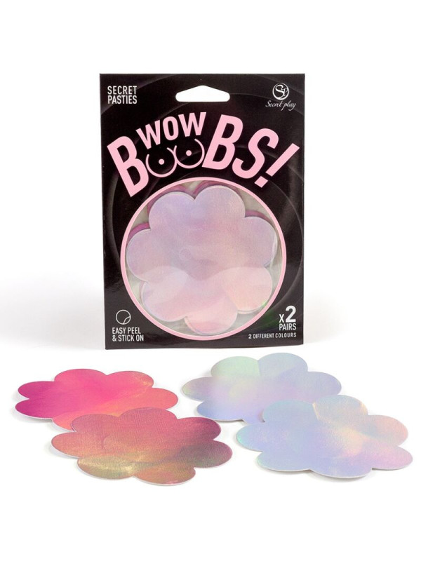CUBRE PEZONES FLORAL HOLOGRÁFICO WOW BOOBS! DE LA MARCA SECRETPLAY 100% FETISH