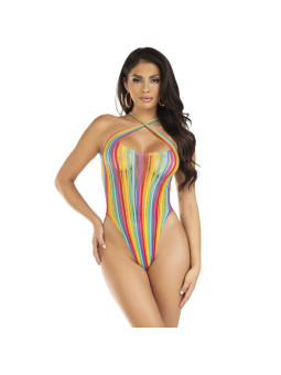BODY HALTER CRUZADO RAYAS ARCOÍRIS SEXY DE LA MARCA LEG AVENUE TEDDIES