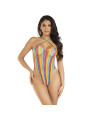 BODY HALTER CRUZADO RAYAS ARCOÍRIS SEXY DE LA MARCA LEG AVENUE TEDDIES