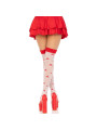 MEDIAS HASTA EL MUSLO CHAMPIÑONES ROJO Y BLANCO DE LA MARCA LEG AVENUE HOSIERY
