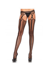 MEDIAS CON LIGUERO DE MALLA NEGRO SEXY DE LA MARCA LEG AVENUE HOSIERY
