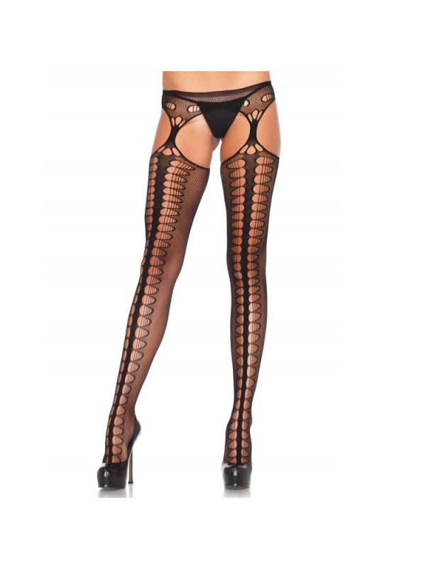 MEDIAS CON LIGUERO DE MALLA NEGRO SEXY DE LA MARCA LEG AVENUE HOSIERY