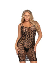 MINI VESTIDO GANCHILLO NEGRO CON MARGARITAS SEXY DE LA MARCA LEG AVENUE DRESSES