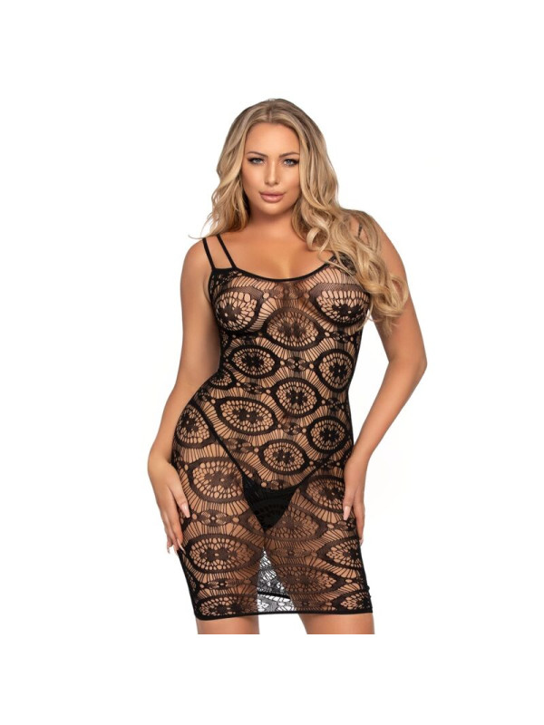 MINI VESTIDO GANCHILLO NEGRO CON MARGARITAS SEXY DE LA MARCA LEG AVENUE DRESSES