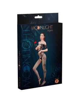 BODYSTOCKING NEGRO FLORAL ENTREPIERNA ABIERTA TALLA ÚNICA DE LA MARCA MOONLIGHT
