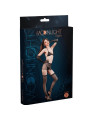 CONJUNTO PICANTE NEGRO CON BRILLOS - BIKINI, FALDA, MEDIAS Y GUANTES DE LA MARCA MOONLIGHT
