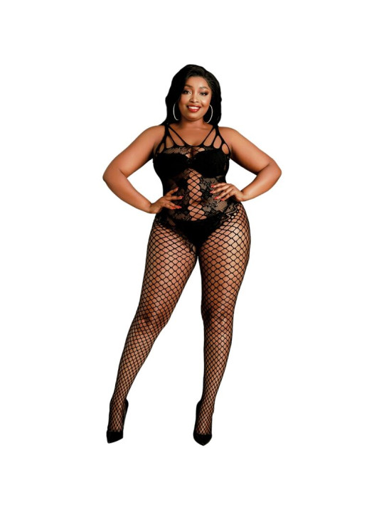 BODYSTOCKING NEGRO CORSÉ Y MEDIAS TALLA ÚNICA PLUS SIZE DE LA MARCA MOONLIGHT