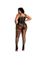 BODYSTOCKING NEGRO CORSÉ Y MEDIAS TALLA ÚNICA PLUS SIZE DE LA MARCA MOONLIGHT