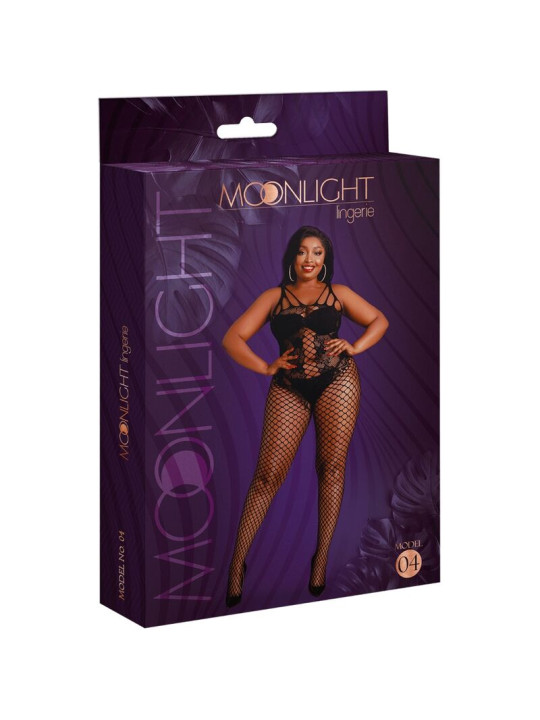 BODYSTOCKING NEGRO CORSÉ Y MEDIAS TALLA ÚNICA PLUS SIZE DE LA MARCA MOONLIGHT