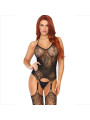 BODYSTOCKING ENCAJE SIN COSTURAS TIPO HALTER NEGRO DE LA MARCA LEG AVENUE BODYSTOCKINGS