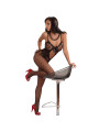 BODYSTOCKING NEGRO FLORAL CON ENCAJE Y LAZO LIVCO DE LA MARCA LIVCO CORSETTI BODYSTOCKINGS