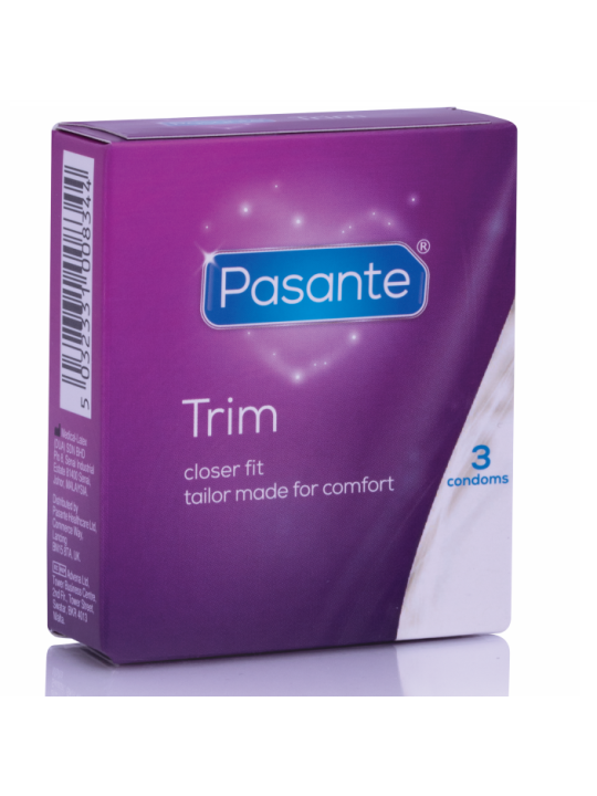 PRESERVATIVOS DELGADOS TRIM MS AJUSTE CÓMODO X3 DE LA MARCA PASANTE