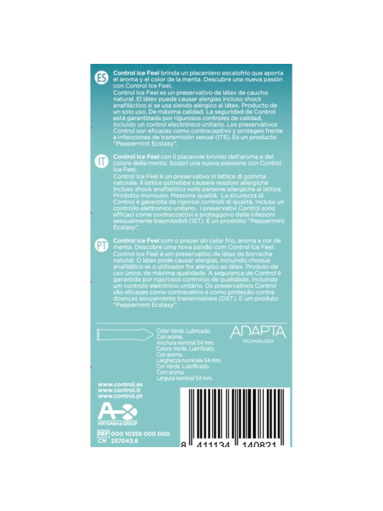 PRESERVATIVOS ICE FEEL EFECTO FRÍO MENTA 10U DE LA MARCA CONTROL CONDOMS