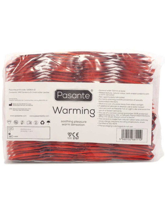 PRESERVATIVOS EFECTO CALOR CON ESTRIAS 144 UNIDADES DE LA MARCA PASANTE