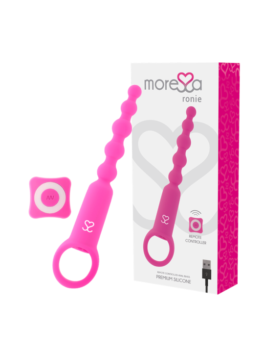 VIBRADOR ANAL CONTROL REMOTO RONIE SILICONA ROSA DE LA MARCA MORESSA