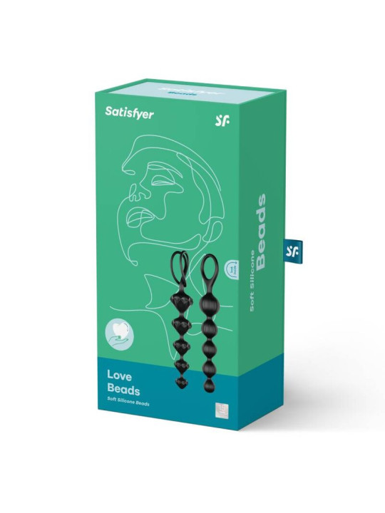 BOLAS ANALES LOVE BEADS NEGRO SILICONA SUAVE DE LA MARCA SATISFYER BEADS