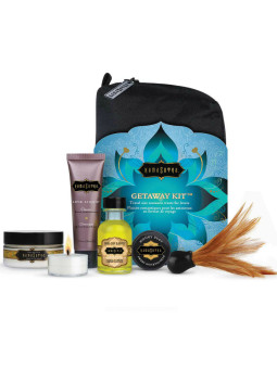 KIT DE VIAJE ROMÁNTICO CON LUBRICANTE Y POLVOS COMESTIBLES DE LA MARCA KAMASUTRA COSMETICS