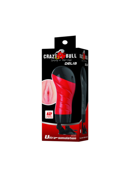 MASTURBADOR VIBRADOR FLORA VAGINA CON SUCCIÓN 12 MODOS DE LA MARCA CRAZY BULL