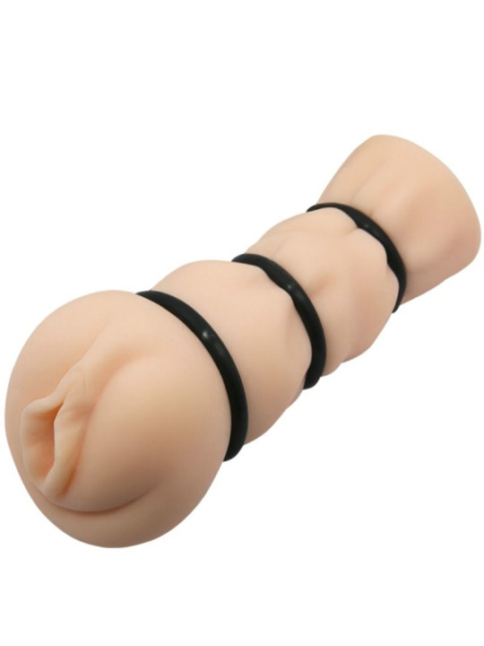 MASTURBADOR VAGINAL REALISTA CON ANILLOS DE SILICONA DE LA MARCA CRAZY BULL
