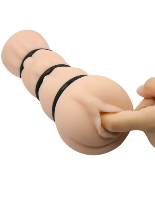 MASTURBADOR VAGINAL REALISTA CON ANILLOS DE SILICONA DE LA MARCA CRAZY BULL