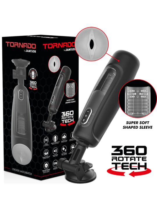 MASTURBADOR TORNADO 360 ROTACIÓN Y VIBRACIÓN INTENSAS DE LA MARCA JAMYJOB