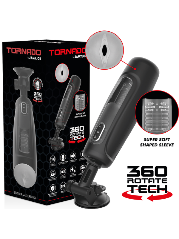 MASTURBADOR TORNADO 360 ROTACIÓN Y VIBRACIÓN INTENSAS DE LA MARCA JAMYJOB