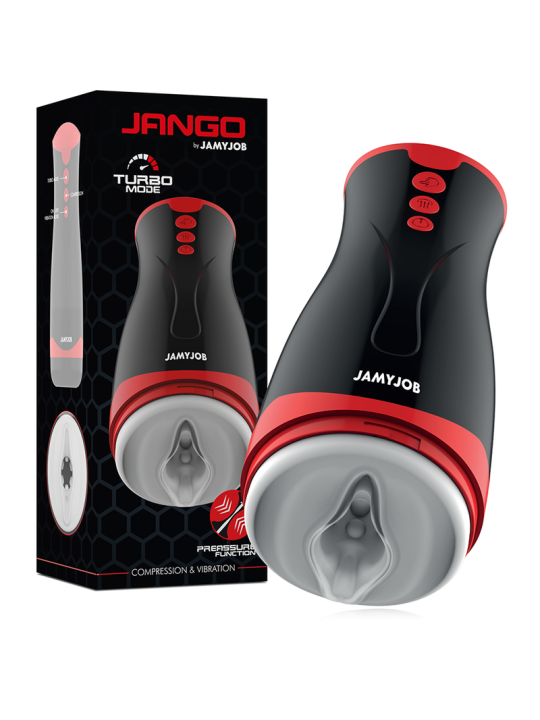 MASTURBADOR VIBRADOR JANGO CON 5 MODOS Y PRESIÓN AJUSTABLE DE LA MARCA JAMYJOB